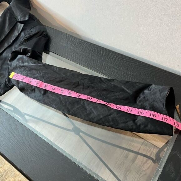 Apanage Women's Size 8 38 Vintage Satin Long Sleeve Blazer Suit Solid Black - Picture 14 of 16